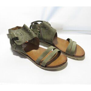 Miz Mooz Leather Cross Strap Sandals Tibby Olive EU 40 US 9-9.5